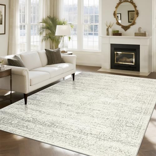 Washable Rugs 8x10 Area Rug for Living Room (8' x 10' (Rectangular) / Beige-green-grey)