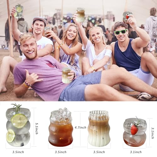 Ribbed Glassware Water Tumbler (Small Wave - Big Mouth)