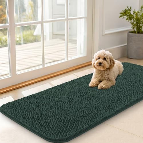 Dog Door Mat for Muddy Paws 47x20 (Blackish Green / 47" X 20")
