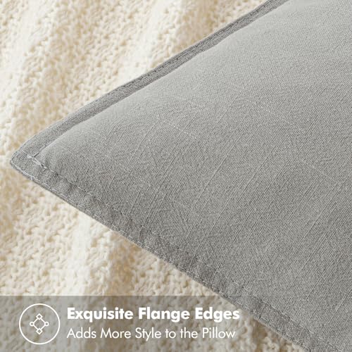 Decorative Linen Euro Sham Pillow Covers 24x24 Light Gray (Light Gray / 24" x 24" (Pack of 2))