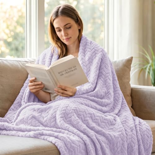 Soft Fleece Bed Blanket Queen Size (Lilac Purple / Queen ( 90x90 IN ))