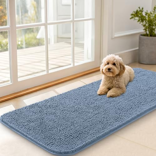 Dog Door Mat for Muddy Paws 47x20 (Airy Blue / 47" X 20")