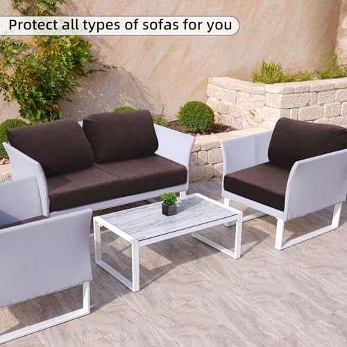 8PCS Patio Cushion Covers.Patio Furniture Couch SeatSlipcovers (Brown. / 8PCS)