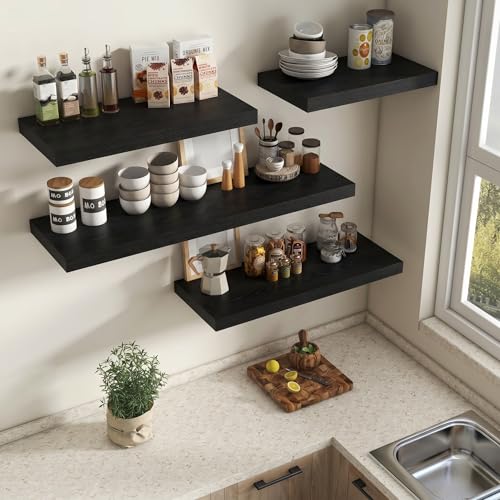 Floating Shelves for Wall 18x12” Set of 2 (Black / 18”wx12”dx2”h)
