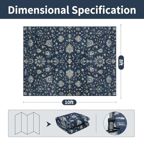8x10 Boho Washable Area Rugs for Living Room (8' x 10' (Rectangular) / Blue-brown-brownness-white)