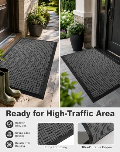 Front Door Mat Outdoor Entrance (Silver Mist / 3' x 5'2" (Rectangular))