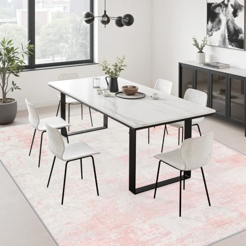 Area Rug Living Room (Pink White / 4' x 6' (Rectangular))