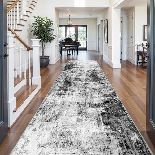 4x12 Runner Rug for Wide Hallway (Black/Grey / 4' x 12' (Runner))