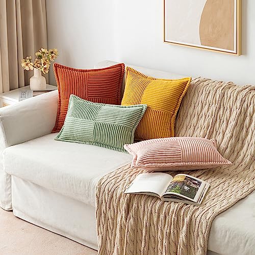 Fall Burnt Orange Decorative Lumbar Throw Pillow Covers for Couch 12x20 in (Burnt Orange / 20" x 12" (Pack of 2))