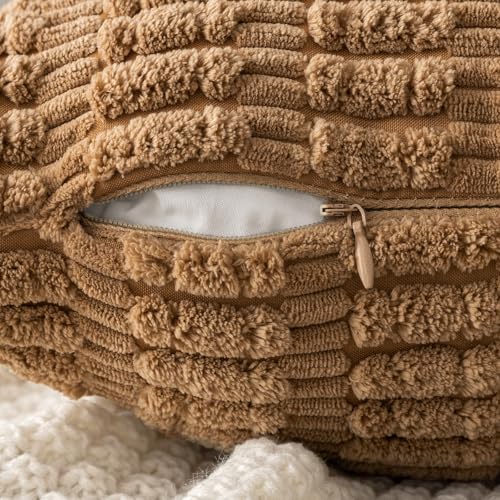 Corduroy Decorative Throw Pillow Covers 20x20 Brown Pack of 2 (Brown / 20" x 20" (Pack of 2))