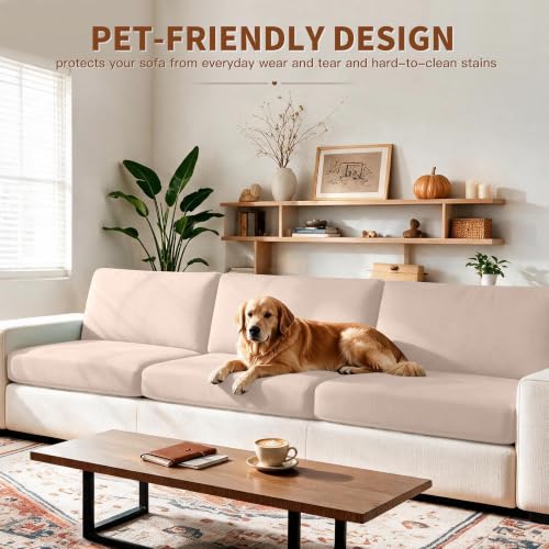 8PCS Patio Cushion Covers.Patio Furniture Couch SeatSlipcovers (Beige / 8PCS)
