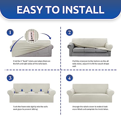 Stretch Loveseat Couch Cover (Beige / Medium)