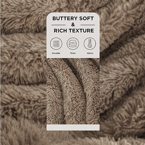 Faux Fur Fluffy Fleece Sherpa Blanket Couch Throw Brown 50"x60" (11- Brown / Throw (50" X 60"))