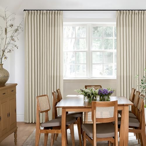 Beige Pinch Pleated Linen Curtains 94 Inches Long 2 Panels Set (Linen / 40"W x 94"L (Pack of 2))