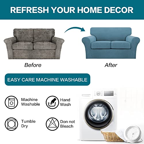 3 Piece Sofa Covers for 2 Cushion Couch Sofa Slipcover Soft Couch Cover for Dogs (Sofa (2 Cushion) / Storm Blue)