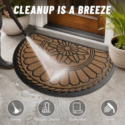 Half Round Door Mat (Brown / 2'8" x 3'11" (Semicircular))