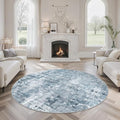 Abstract 6x6 Round Rug 6ft Circle Living Room Rugs (Blue/Grey / 6' (Round))