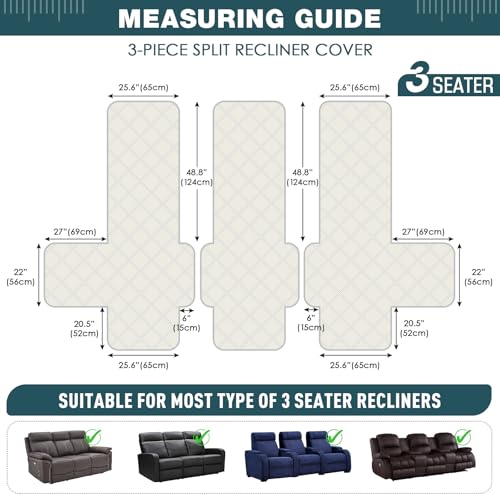 100% Waterproof Recliner Sofa Cover (Peacock Blue / 3 Seater Standard)