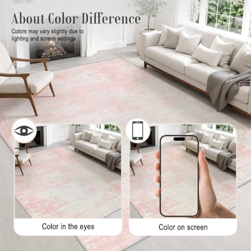 Area Rug Living Room (Pink White / 4' x 6' (Rectangular))