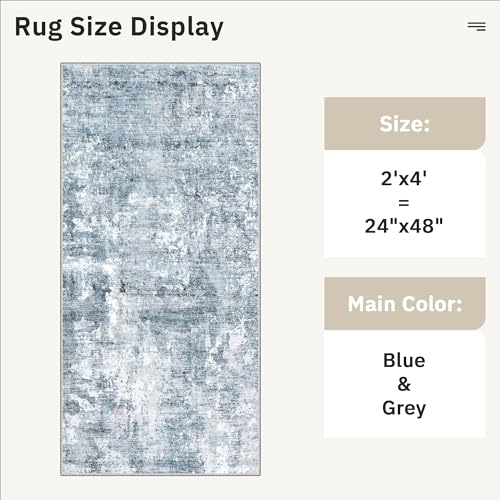 2x4 Abstract Washable Rugs for Entry (Blue/Grey / 2' x 4' (Rectangular))