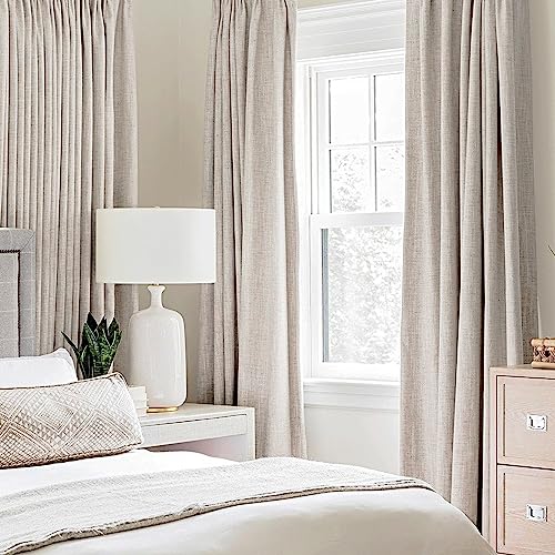 100% Blackout Linen Curtains for Bedroom 52x108 Inches Ivory (Ivory / 52"W x 108"L (Pack of 2))