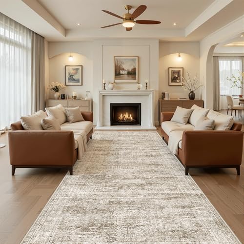 Washable 4x10 Hallway Runner Rug Non (Brown / 4' x 10' (Runner))