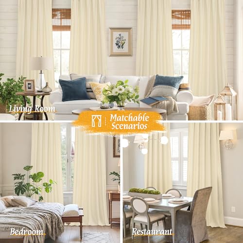 Light Filtering 72 Inch Linen Curtains for Living Room 2 Panels (Beige-1 / 52"W x 72"L (Pack of 2))