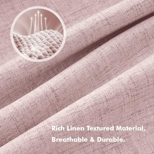 100% Blackout Linen Curtains for Bedroom 42 x 96 Inch Pink 2 Panels (Pink / 42"W x 96"L (Pack of 2))