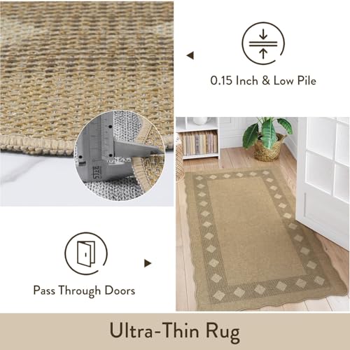 Easy Jute 5x7 Outdoor Rug for Living Room (5‘ x 7’ / Tan/Diamond)