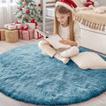 Slate Blue Round Rugs for Bedroom (4 Ft Round / Slate Blue)