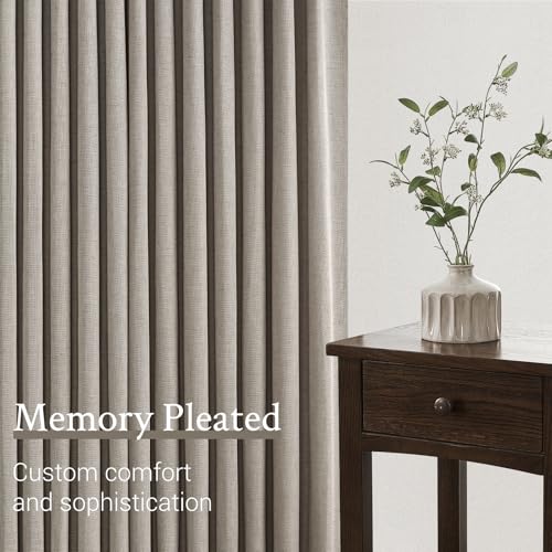 94 Inch Length Pinch Pleat Linen Curtains Drapes 2 Panels Set (Burlywood / 40"W x 94"L (Pack of 2))