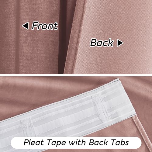 Dusty Pink Velvet Curtains for Girls Bedroom Nursery 90 inches (Dusty Pink / 52"W x 90"L (Pack of 2))