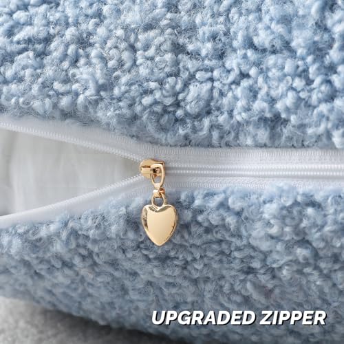 Pack of 2 Faux Fur Teddy Boucle Pillow Covers 24x24 Inch (Light Blue / 24" x 24" (Pack of 2))