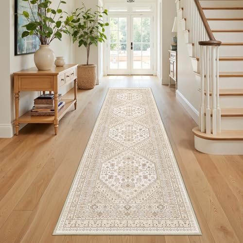 Runner Rug 2x8 Runners for Hallways Washable Rugs (Cream/Beige / 2' x 8' (Runner))