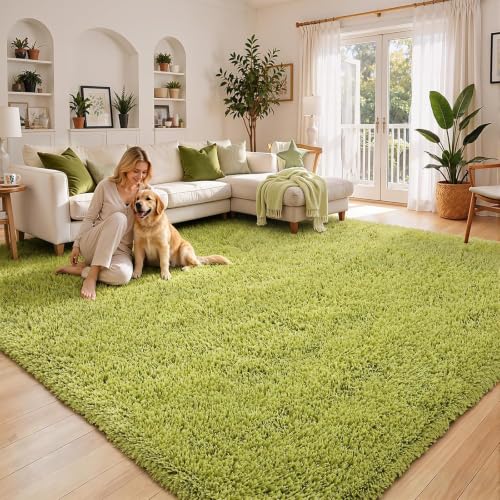 Fluffy Rug Shag Area Rug (Grass Green / 3' x 5' (Rectangular))