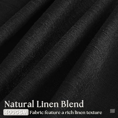 Black Pinch Pleated Linen Semi Sheer 84 Inch Curtains 2 Panels (Black / 40"W x 84"L (Pack of 2))