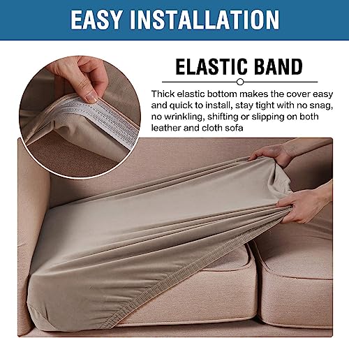 Velvet Stretch Couch Cushion Cover Plush Cushion Slipcover for Chair Loveseat Sofa Cushion Furniture Protector Seat Cushion Sofa Cover (Taupe / 2 Cushion Sofa)