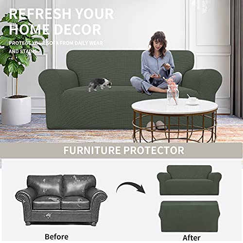 Stretch Oversized Loveseat Couch Covers Washable Olive Green (Medium-XL Loveseat / Olive Green)