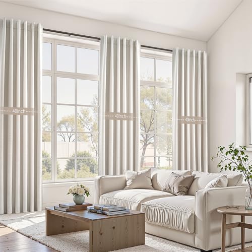 Ivory Birch 100% Blackout Curtains 96 Inches Long for Bedroom Heavy Thermal Rustic Country Curtains for Living Room Track System Window Treatments Room Darkening Drapes 8 Ft (Birch / 40"W x 96"L (Pack of 2))