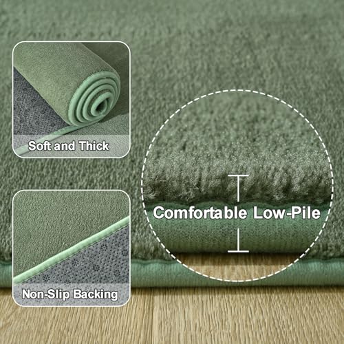 Modern Soft Hallway Runner Rug (2' x 6' (Runner) / Sage Green)