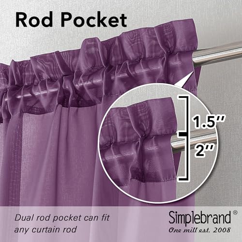 Plum Purple Sheer Curtains 84 Inches Long 2 Panels (Plum / 42"W x 84"L (Pack of 2))