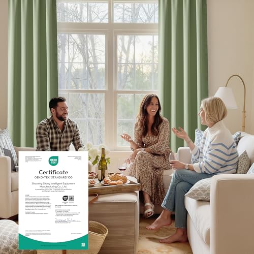 Bedroom Blackout Curtains 80 inches Long (100% Blackout - Sage Green / 34"W x 80"L (Pack of 2))