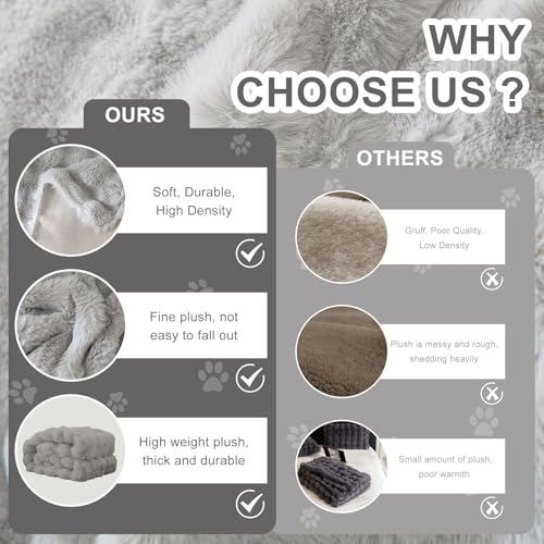 Plush Sofa Covers Washable Rabbit Plush Couch Cover Soft Cozy Faux Fur Couch Protector for Dogs Fluffy Plush L Shaped Sofa Cover Pet Friendly Couch Protector Furniture (71" x 150" / Z-plush:gray)