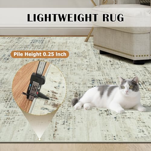 9x12 Washable Area Rug for Living Room Bedroom (Gray White/Blue / 9' x 12' (Rectangular))