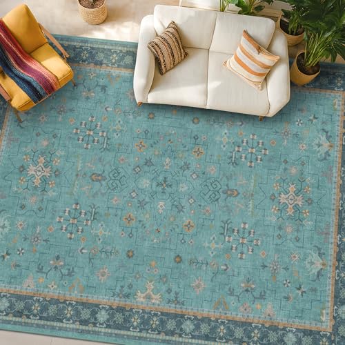 Boho 8x10 Large Teal Green Rugs for Living Room (8' x 10' (Rectangular) / Emerald Teal)