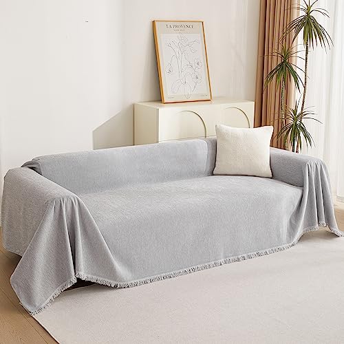 Sofa Cover for Dogs Washable for Loveseat (71" x 118" / Tassels Edge-light Grey)