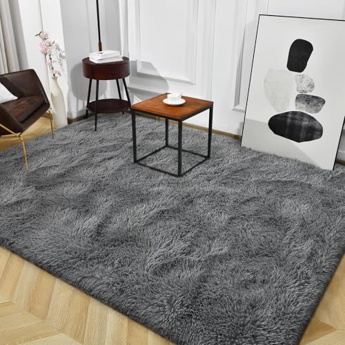 Super Soft Shaggy Rugs Fluffy Carpets (8' x 10' (Rectangular) / Coal Gray)