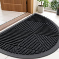 Half Circle Front Door Mat Outside Entrance (Black / 35" X 23")