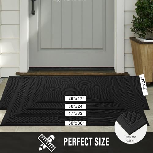 Sturdy Front Door Mat (Black / 2' x 6' (Rectangular))