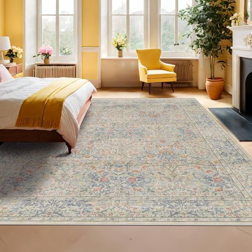 Washable Dining Room Rugs (Beige Blue / 7' x 9' (Rectangular))